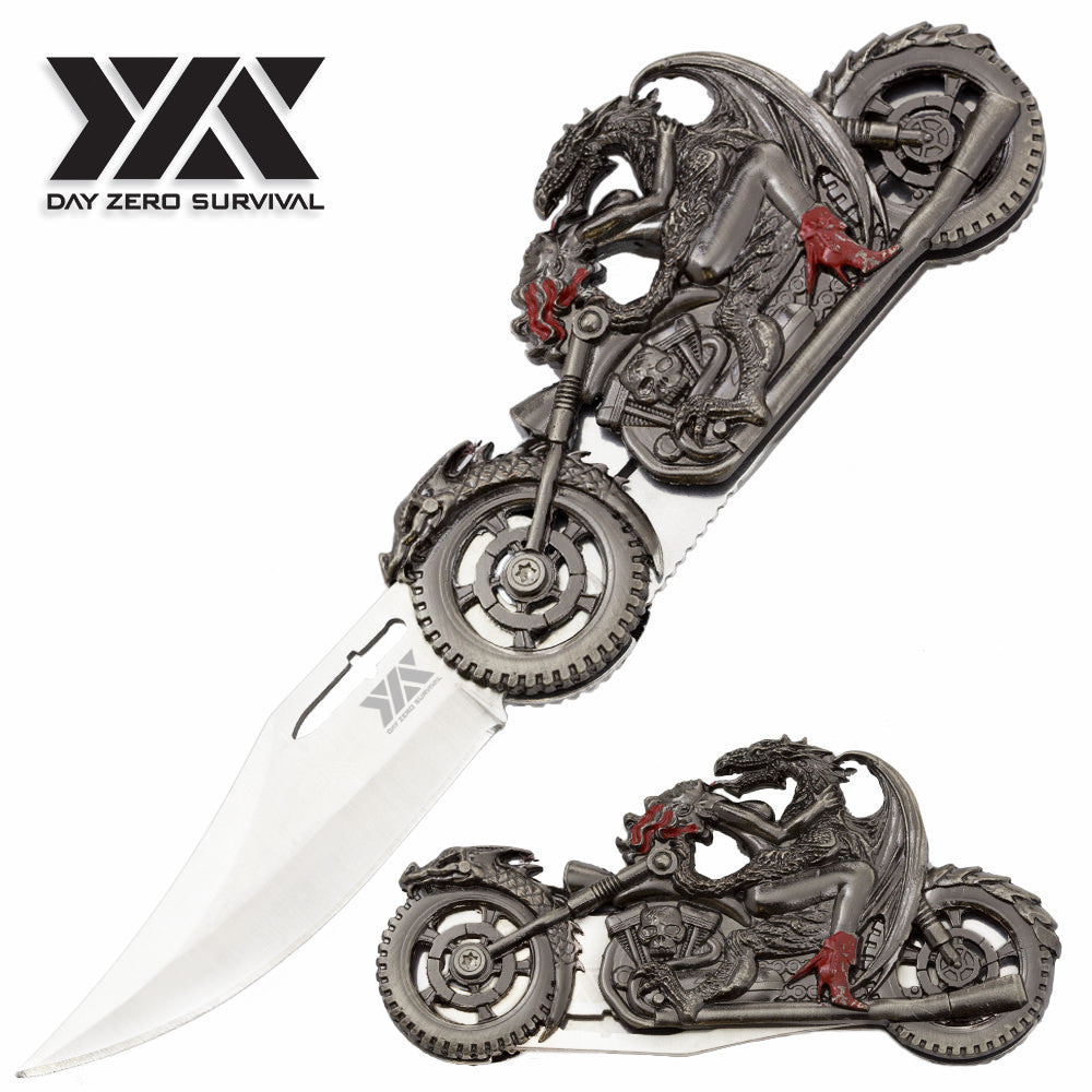 Biker Fantasy Folding Knife Dragon With Women Motorcycle Gift Collectible - Tophatter's Army Products & Self Defense Collectible Weapons - Tophatter Daily Deals